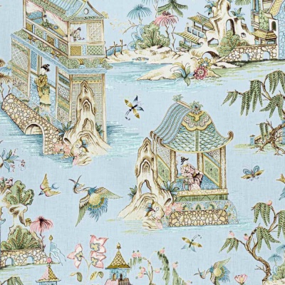 Thibaut Grand Palace Linen In Spa Blue